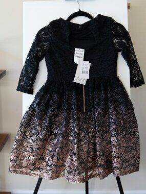 Blush by Us Angels Girls Glitter Black Lace Ombre Party Dress Size 10 NWT